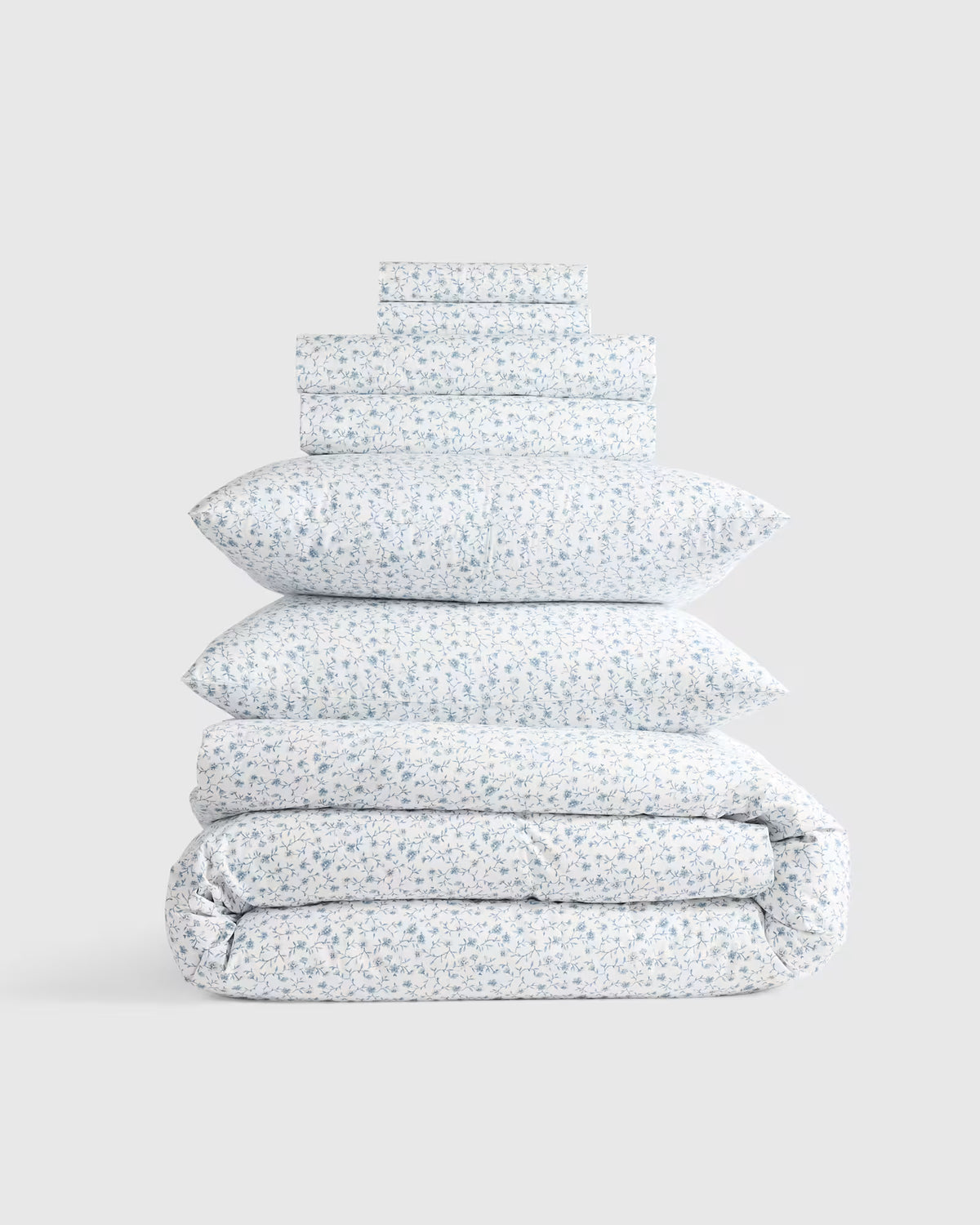 Organic Crisp Percale Floral Deluxe Bedding Bundle - US 5719