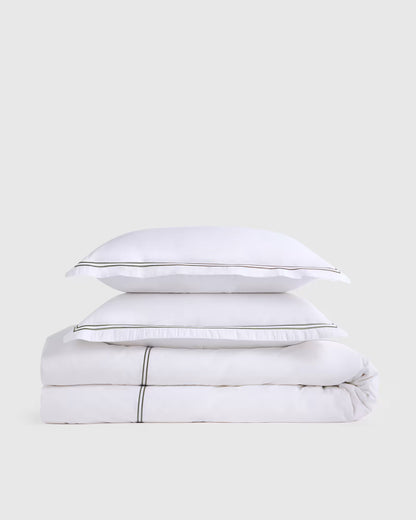 Organic Crisp Percale Embellished Duvet Cover Set - US 2244