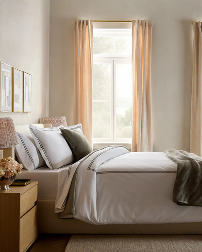 Organic Crisp Percale Embellished Duvet Cover Set - US 2244