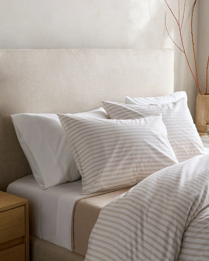 Organic Crisp Percale Double Stripe Deluxe Bedding Bundle - US 2072