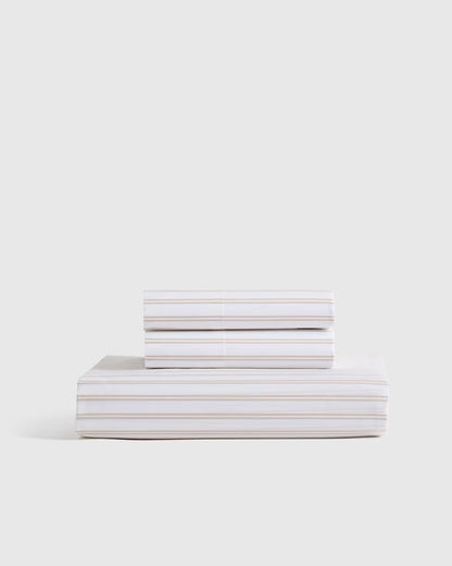 Organic Crisp Percale Double Stripe Fitted Sheet Set - US 5997