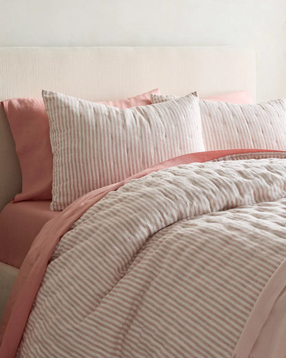 European Linen Patterned Quilted Sham Set - US 9076