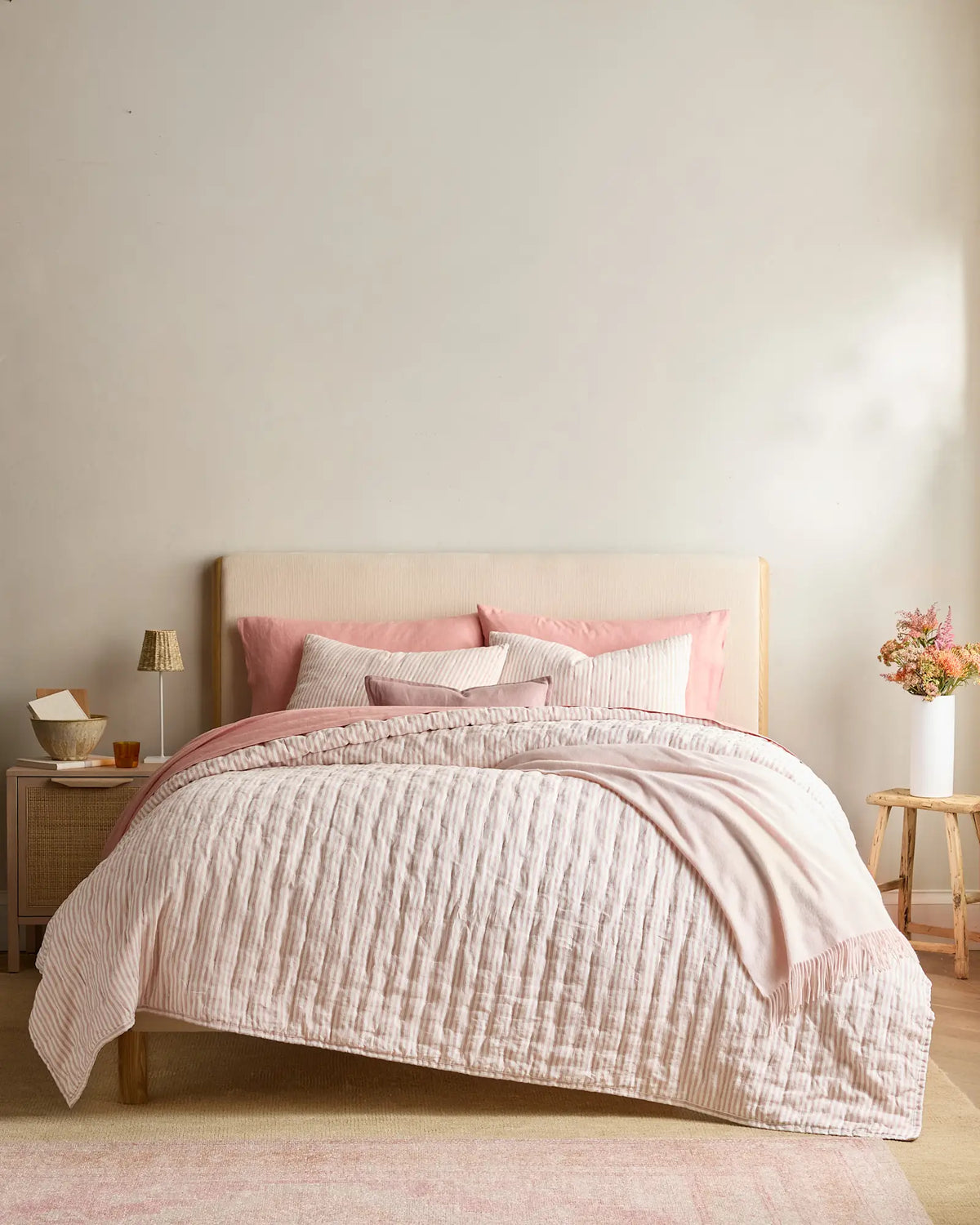 European Linen Patterned Quilted Sham Set - US 9076