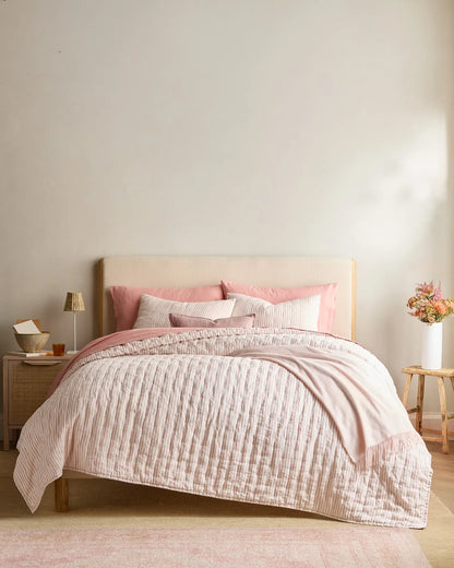 European Linen Patterned Quilted Sham Set - US 9076