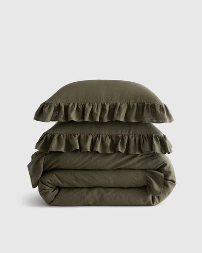 European Linen Ruffle Duvet Cover Set - US 0643