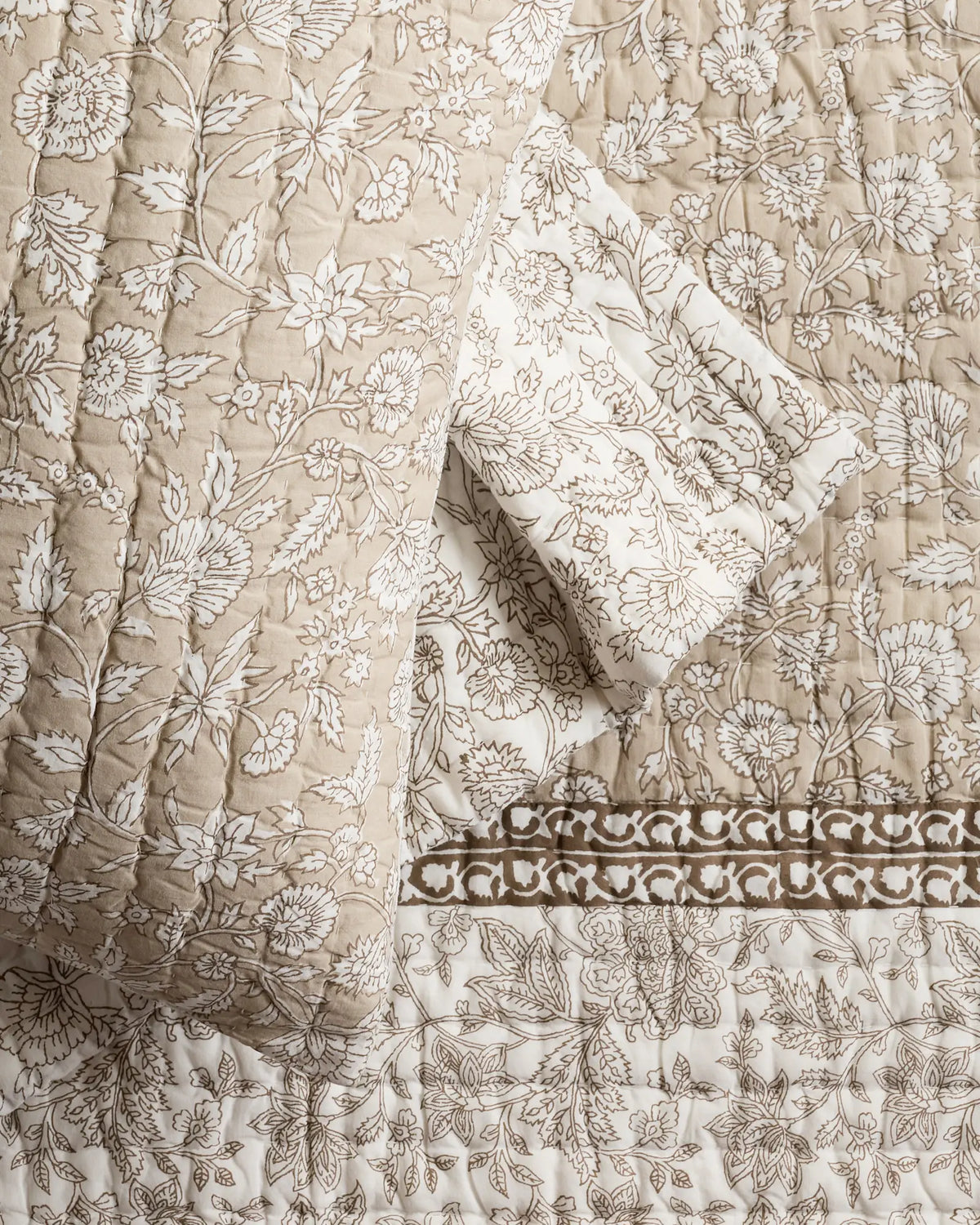 Organic Cotton Block Print Quilted Sham Set - US 5996