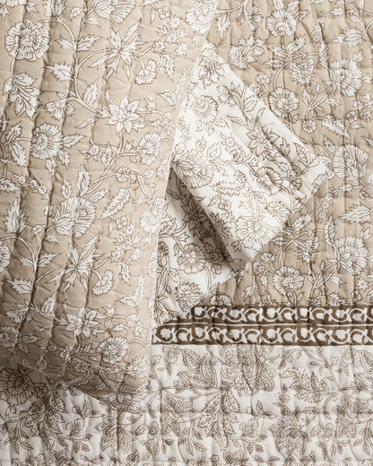 Organic Cotton Block Print Quilted Sham Set - US 5996