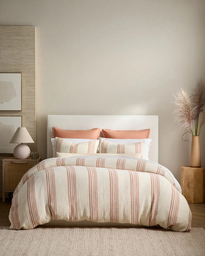 Organic Cotton Gauze Stripe Duvet Cover - US 6718