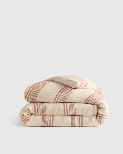 Organic Cotton Gauze Stripe Duvet Cover - US 6718