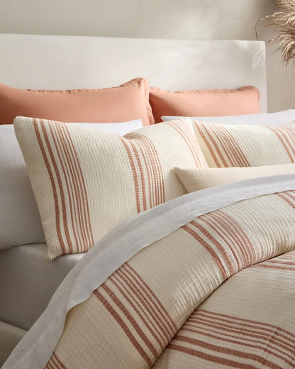 Organic Cotton Gauze Stripe Duvet Cover - US 6718