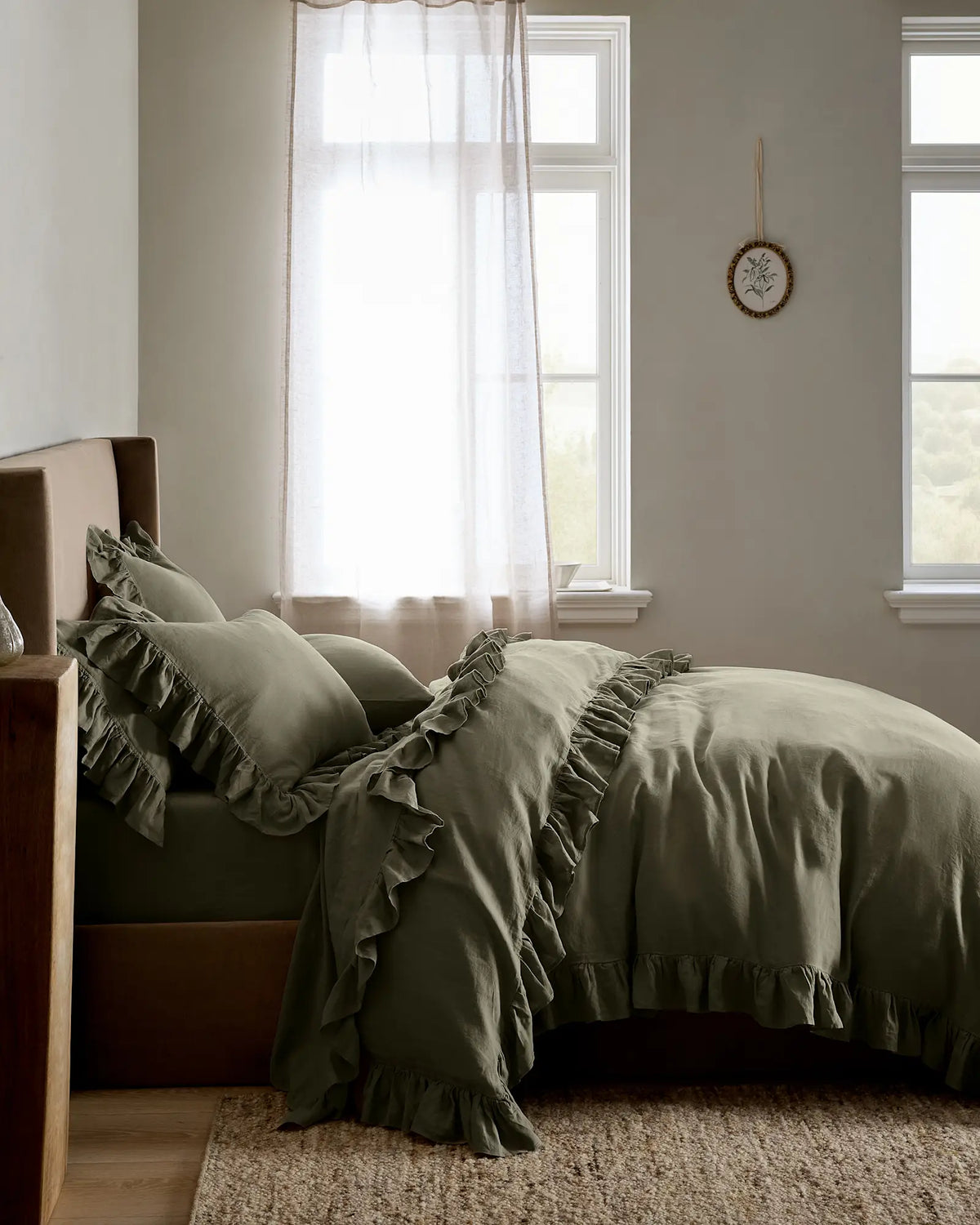 European Linen Ruffle Duvet Cover Set - US 0643