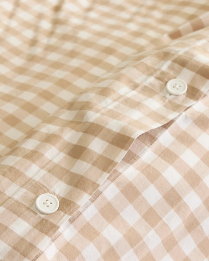 Organic Crisp Percale Gingham Duvet Cover Set - US 1628