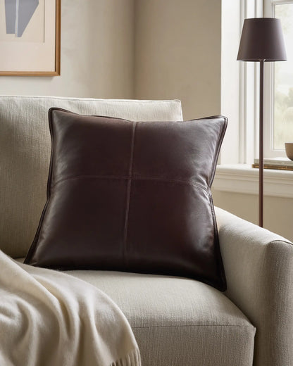 Pieced Leather Pillow Cover - US 7196