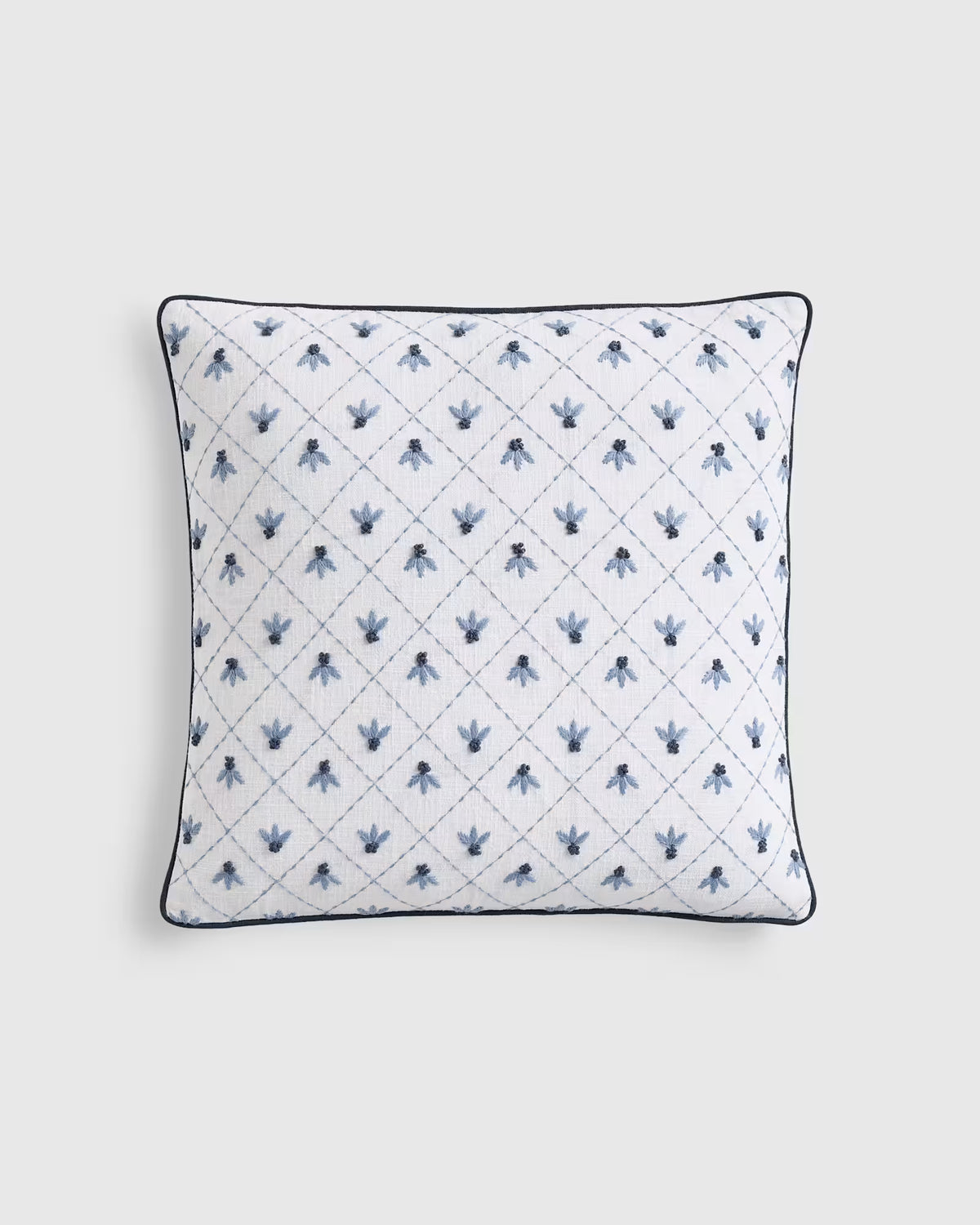 Embroidered Floral Cotton Pillow Cover - US 5650