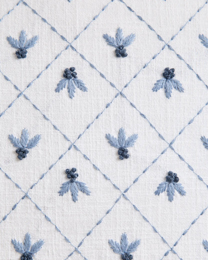 Embroidered Floral Cotton Pillow Cover - US 5650