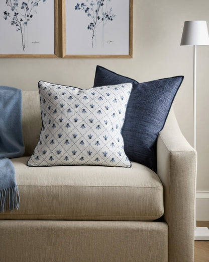 Embroidered Floral Cotton Pillow Cover - US 5650