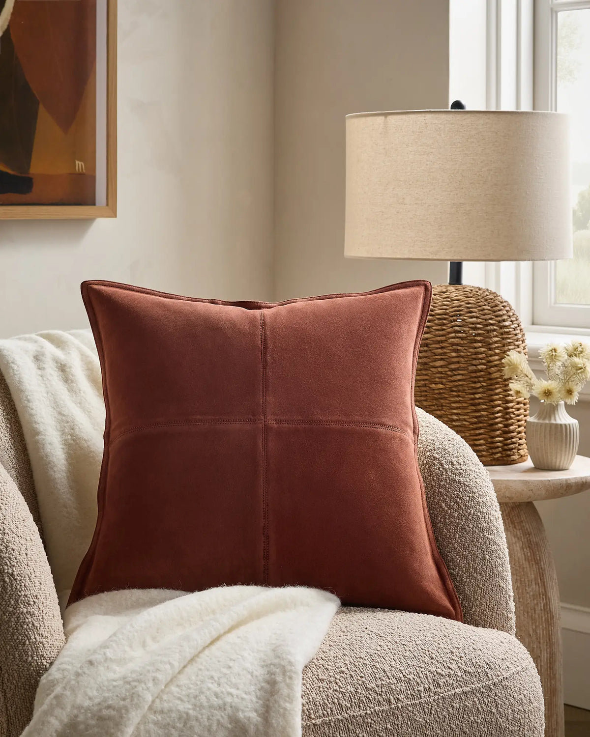 Pieced Suede Pillow Cover - US 7071
