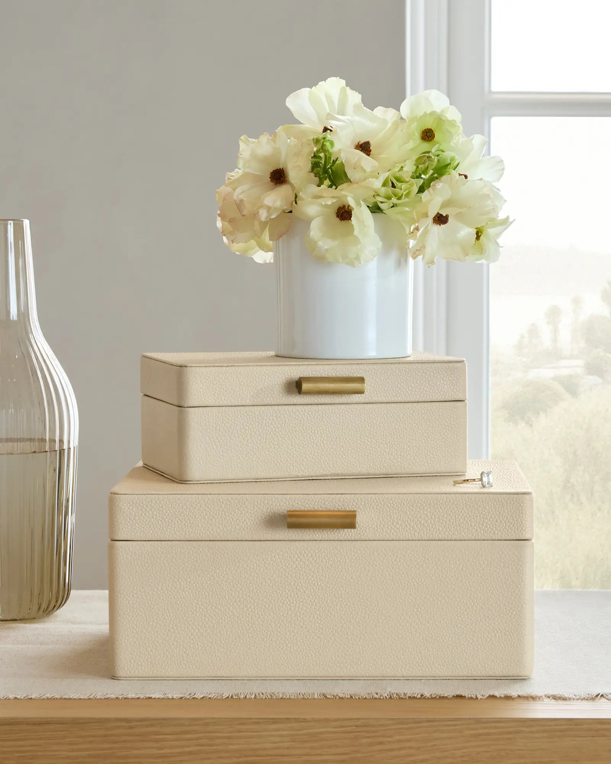 Shagreen Leather Decorative Boxes (Set of 2) - US 0375