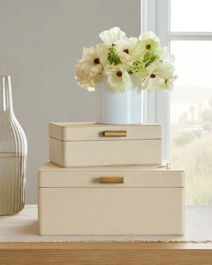 Shagreen Leather Decorative Boxes (Set of 2) - US 0375