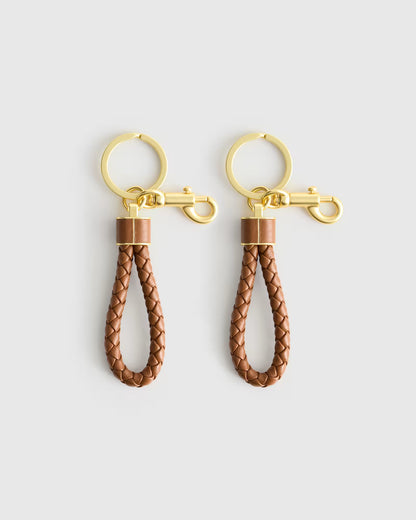 Italian Leather Braided Key Ring (2-Pack) - US 7800