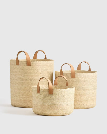 Handwoven Round Palm Baskets (Set of 3) - US 0298