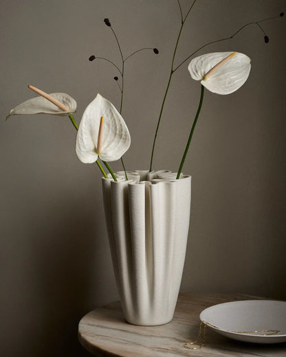 Sculptural Rippled Ceramic Vase - US 5564