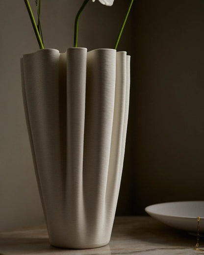 Sculptural Rippled Ceramic Vase - US 5564
