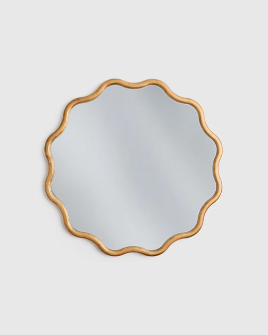 Wavy Wood Round Wall Mirror - US 1207
