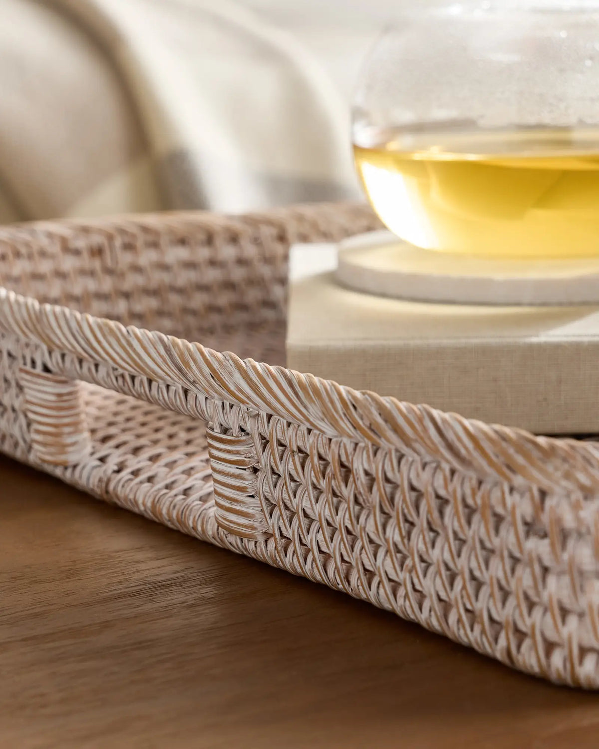 Handwoven Rattan Rectangular Tray - US 6373