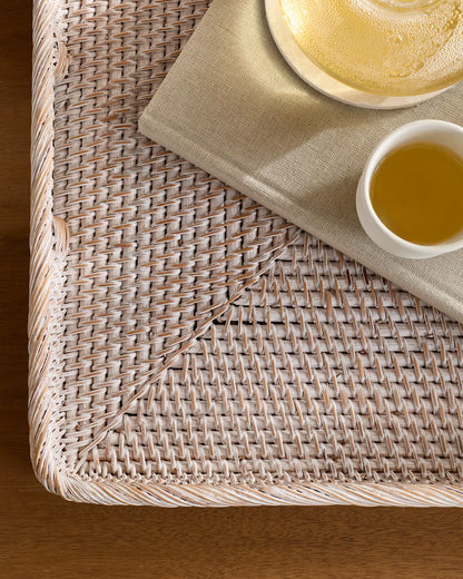 Handwoven Rattan Rectangular Tray - US 6373