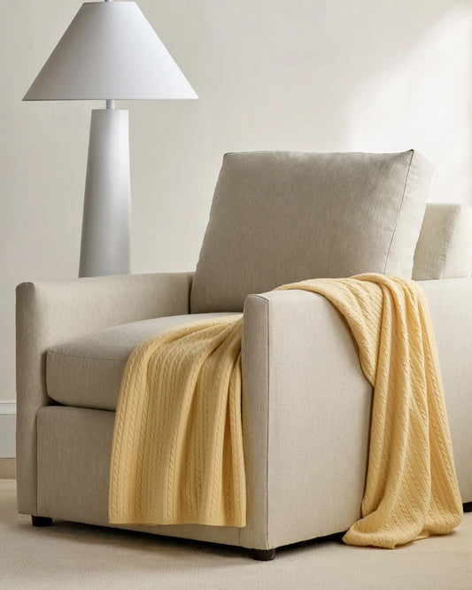 Cable Knit Cashmere Throw - US 7688