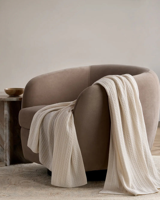 Cable Knit Cashmere Throw - US 5893