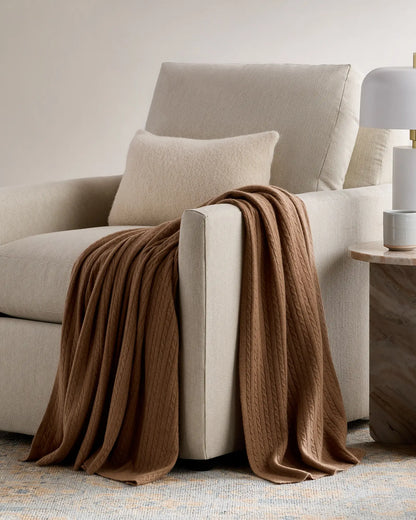 Cable Knit Cashmere Throw - US 4136