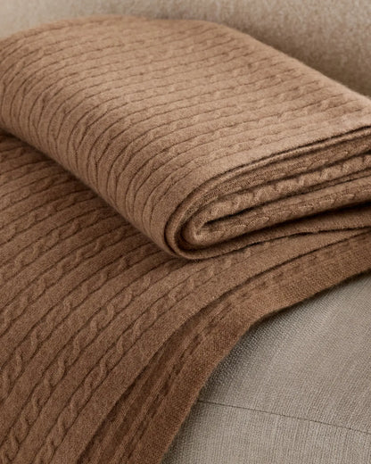 Cable Knit Cashmere Throw - US 4136