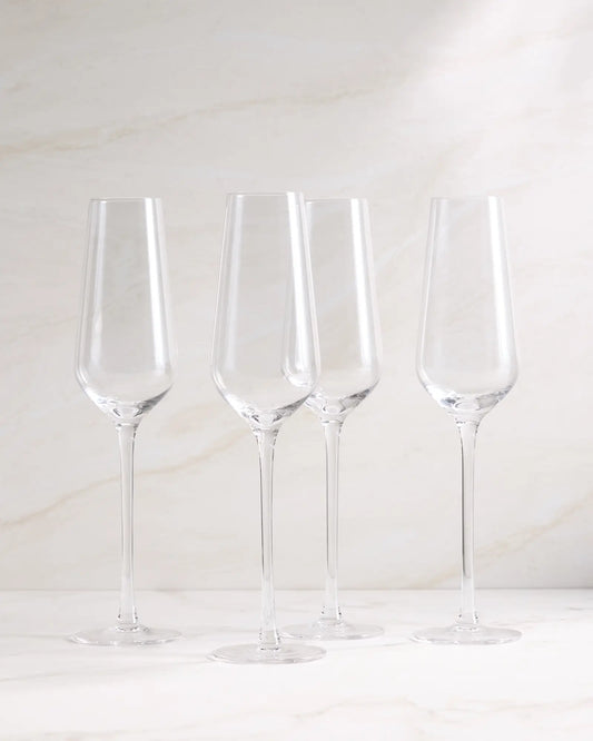 Mouth Blown Champagne Flute, Set of 4 - US 9386