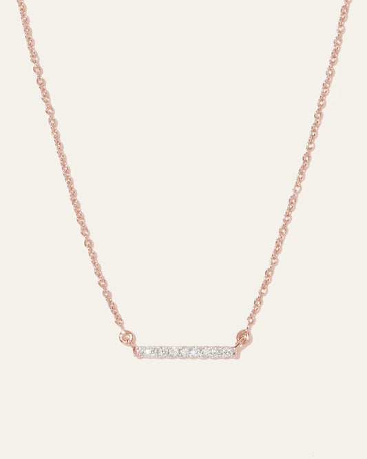 14K Gold Diamond Petite Bar Necklace - US 2300