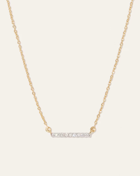 14K Gold Diamond Petite Bar Necklace - US 8607