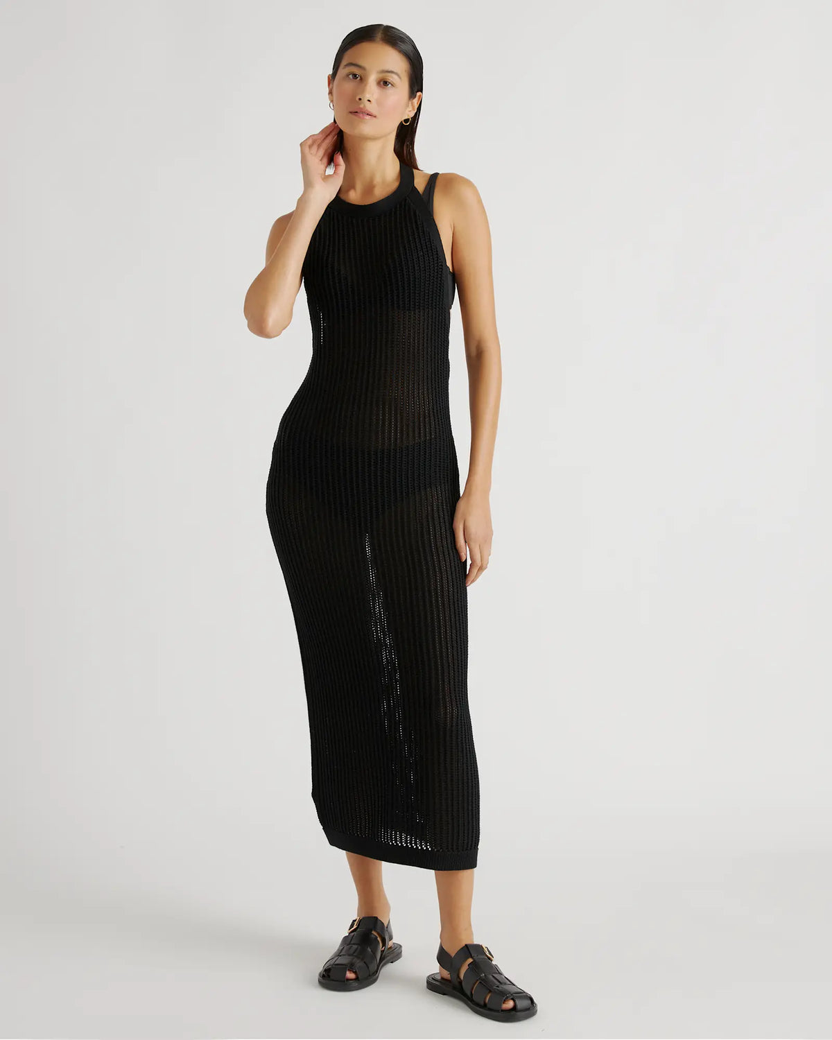 100% Organic Cotton Open-Knit Cover-Up Maxi Dress - US 5022