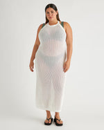 100% Organic Cotton Open-Knit Cover-Up Maxi Dress - US 0516