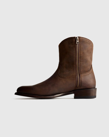 Crafted Leather Western Zip Boot - US 9282