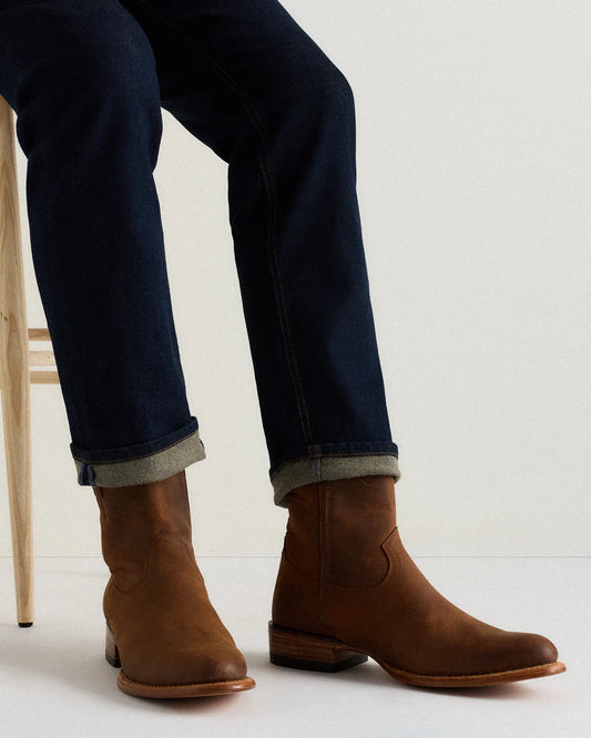 Crafted Leather Western Zip Boot - US 2527