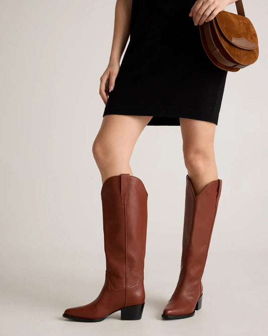 Italian Leather Tall Western Boots - US 3590