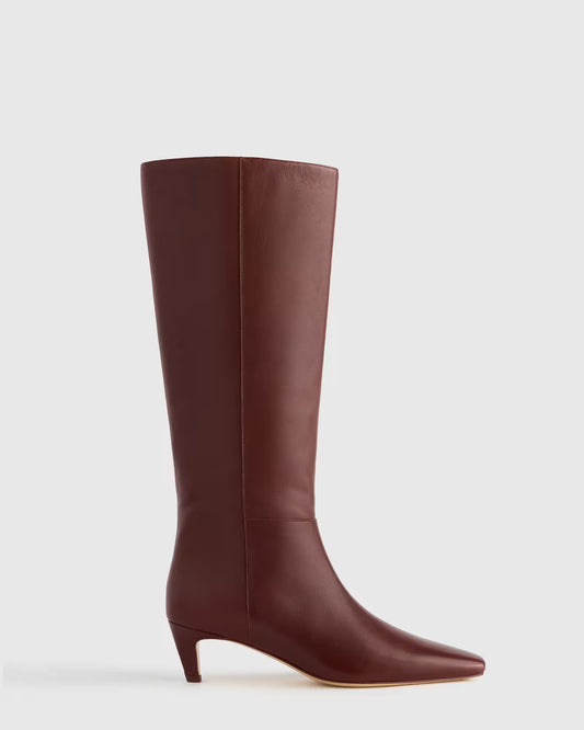 Italian Leather Tall Kitten Heel Boots - US 8155