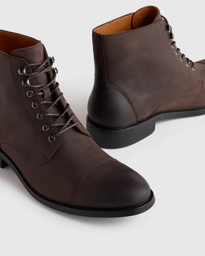 Crafted Leather Cap Toe Lace Up Boot - US 7541