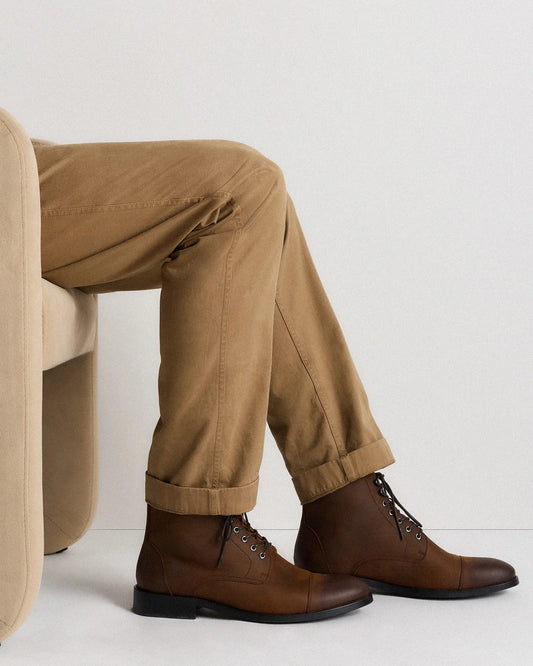 Crafted Leather Cap Toe Lace Up Boot - US 3891