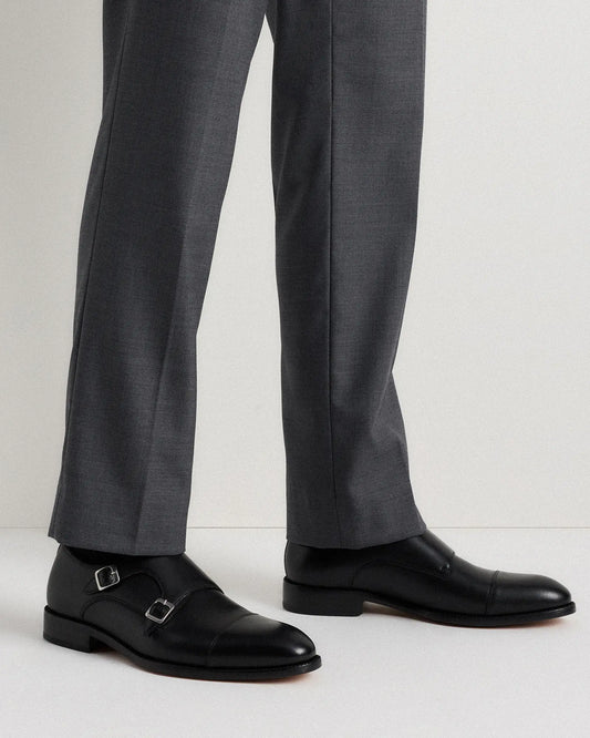 Italian Leather Monk Strap Oxford - US 7597