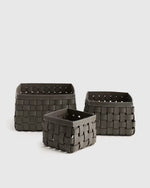 Recycled Woven Leather Baskets (set of 3) - US 2695