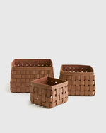Recycled Woven Leather Baskets (set of 3) - US 3128