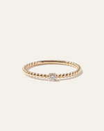 14K Gold Diamond Beaded Ring - US 2596