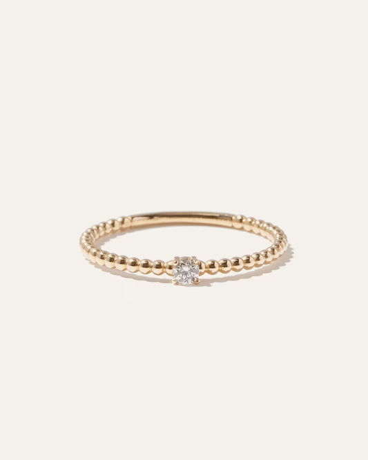 14K Gold Diamond Beaded Ring - US 2596